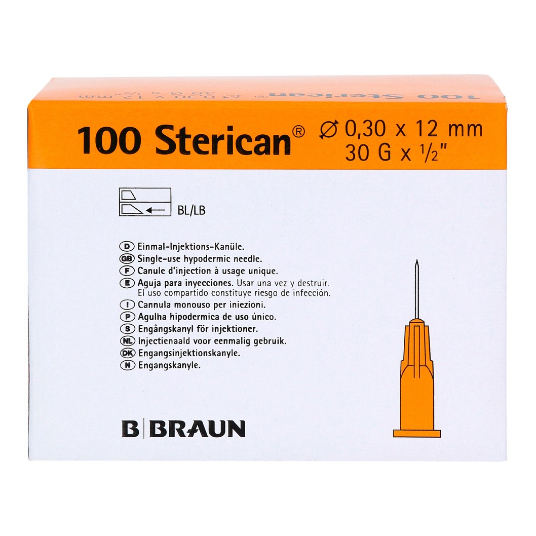 Sterican aguja sterican 30g x 1/2, 0,30x12 100UI